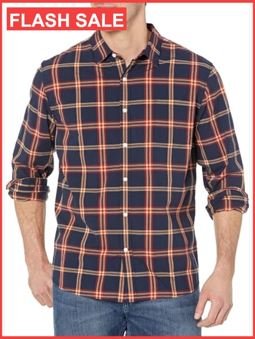 Men's Regular Fit Stretch Poplin Button Down Long Sleeve Shirt